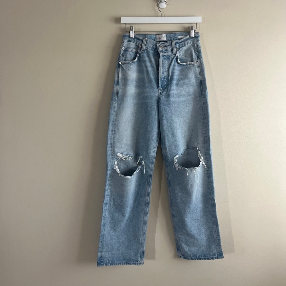 Citizens of Humanity Ayla Baggy Distressed Jeans Light Wash Size 24